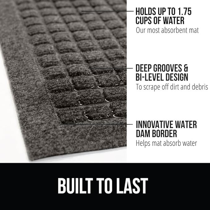 GORILLA GRIP Front Door Mat, Indoor Outdoor Ultra Absorbent HydroAbsorb Doormat - Image 3