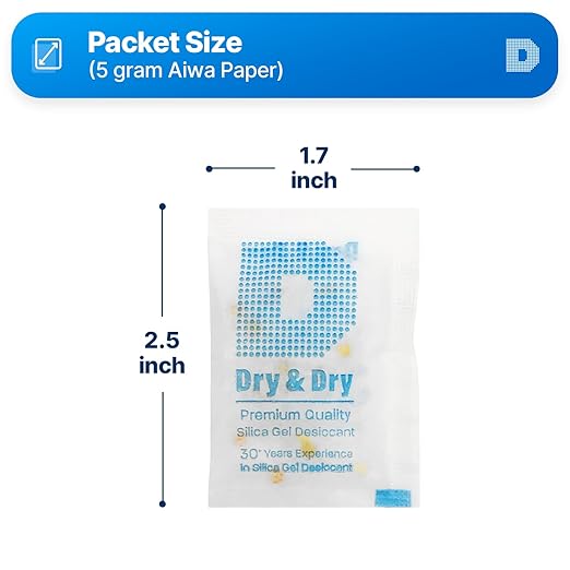 Dry & Dry 5 Gram Premium Orange Indicating Silica Gel Packets Desiccants - Image 6