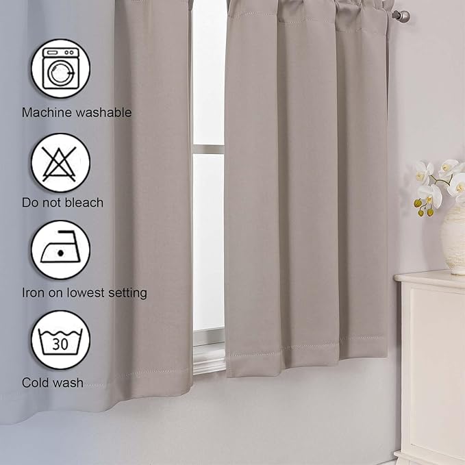Chyhomenyc Stone Short Blackout Curtains 30 Inch Length, Small Kitchen Curtain - Image 7
