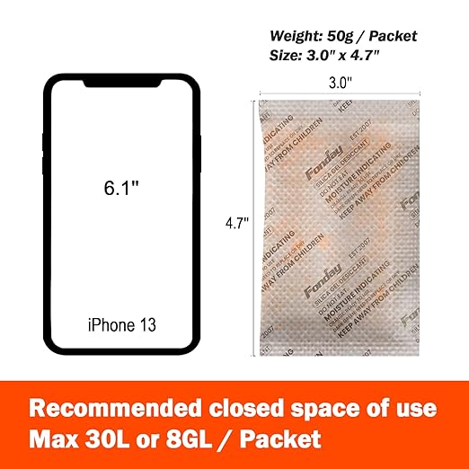 50g x 20 packs Fonday Rechargeable Silica Gel Desiccant Packets Fast Reactivate - Image 6