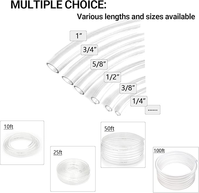 3/4’’ ID × 1’’ OD - 100 ft Clear Vinyl Tubing Flexible PVC Tubing - Image 6