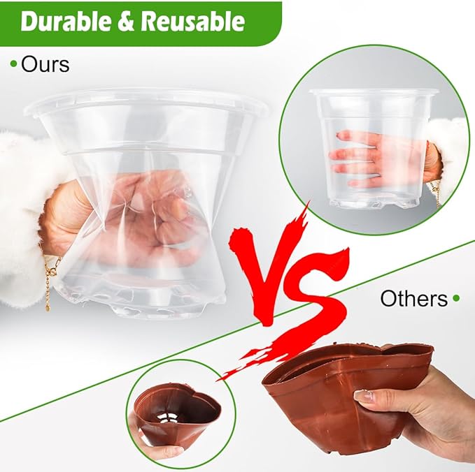6 Inch Clear Nursery Pots with Humidity Dome, 15 Pack Durable Seed Starting Pot - Image 4