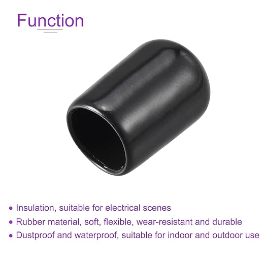 DMiotech 20 Pack 3/8" ID Black Screw Thread Protectors Rubber End Caps Bolt - Image 5