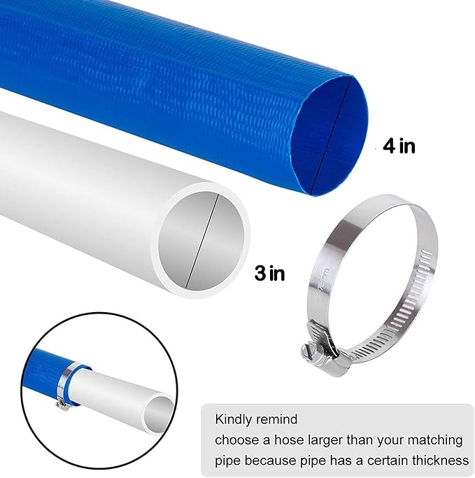 Eastrans 4 IN x 25 FT Pool Backwash Hose, Heavy Duty Flat Discharge Hose - Image 2