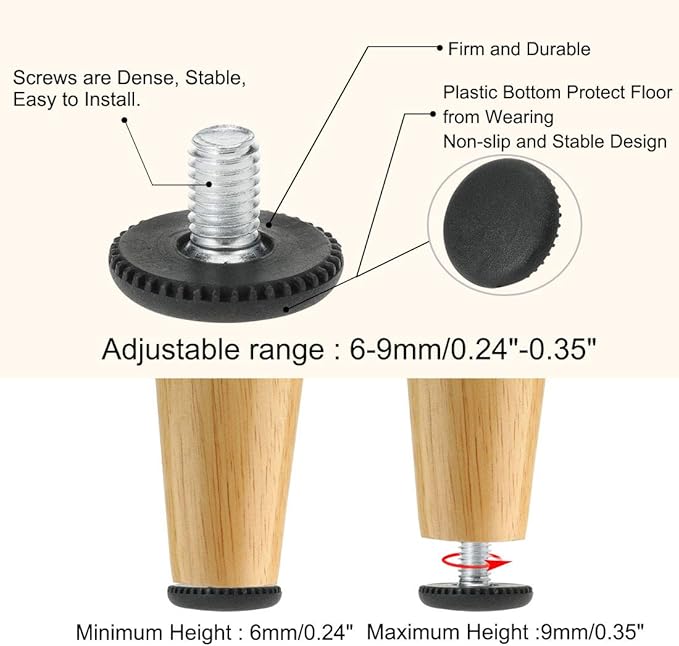 uxcell M8 x 10 x 25mm Leveling Feet Adjustable Leveler Floor Protector - Image 4