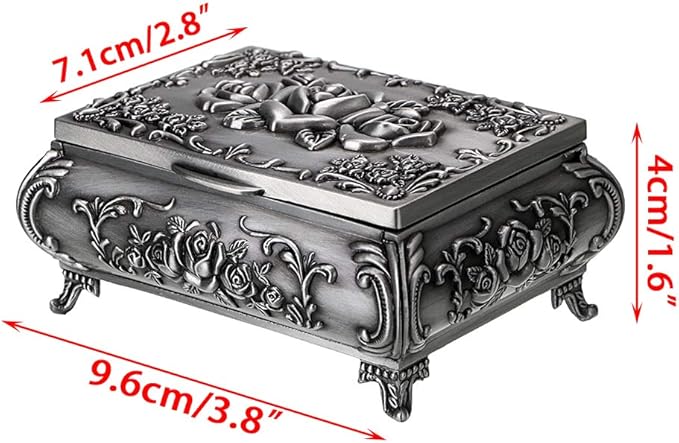 Hipiwe Vintage Metal Jewelry Box Small Trinket Jewelry Storage box - Image 7