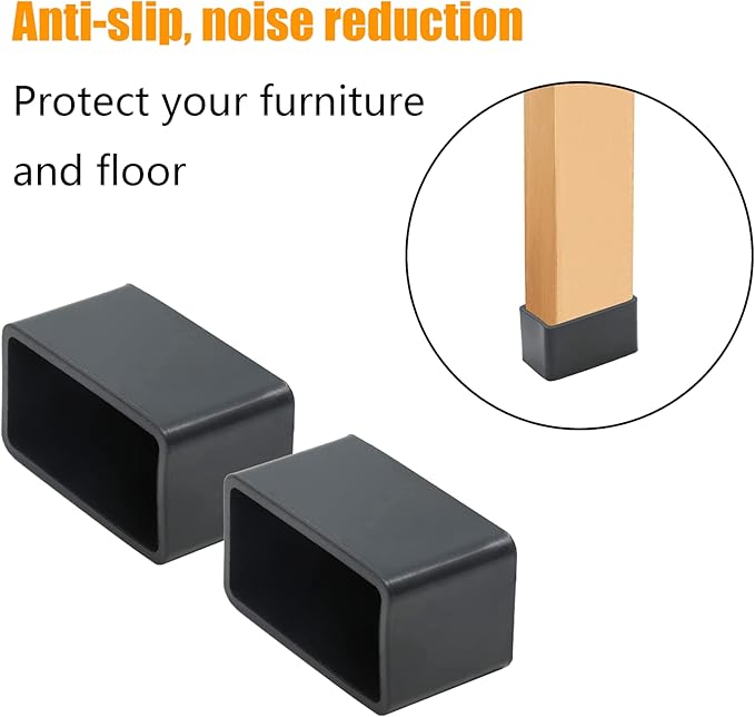 12PCS PVC Rectangle Rubber Chair Leg Tips Caps, 40mm x 20mm Table Foot Caps - Image 3