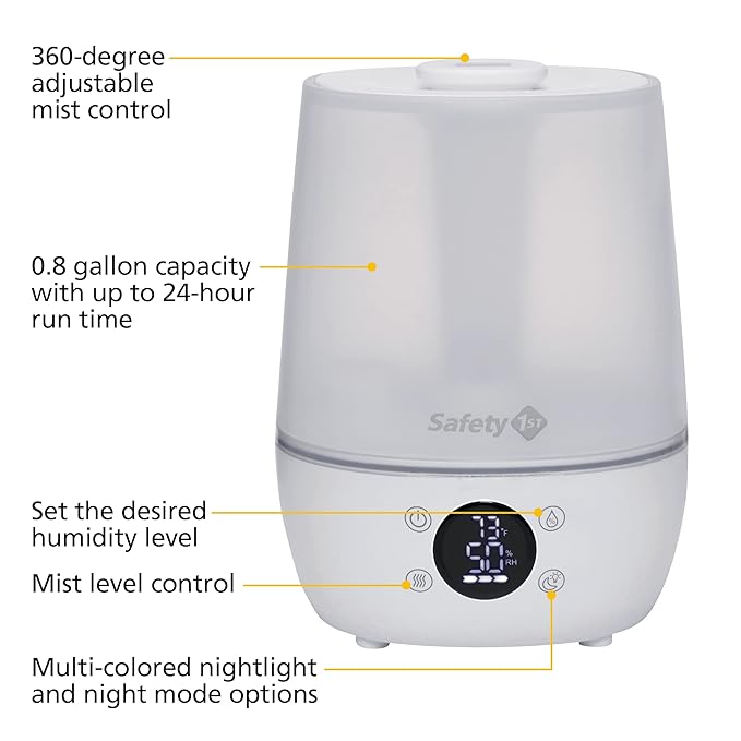 Safety 1st Humid Control Filter Free Humidifier, Detects temperature and - Image 2