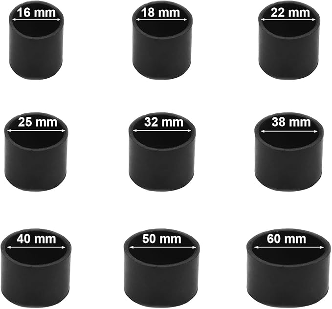 8Pcs 16mm Rubber Chair Leg Caps Black Rubber Leg Tips Round Furniture Feet - Image 4