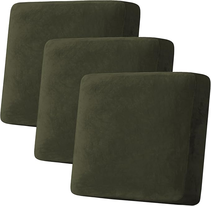 H.VERSAILTEX Velvet Stretch Couch Cushion Cover Plush Cushion Slipcover by HVERSAILTEX