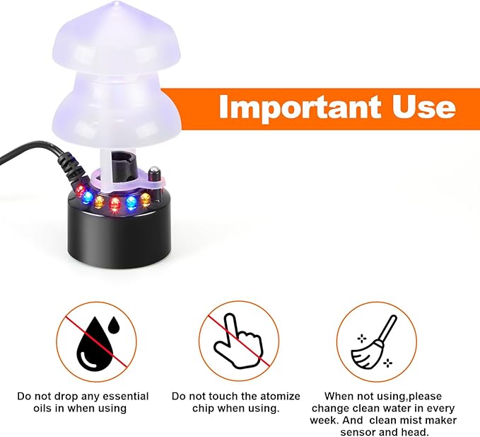 FITNATE Mist Maker, 12 LED Mister Fogger Water Fountain Pond Fog Machine - Image 5