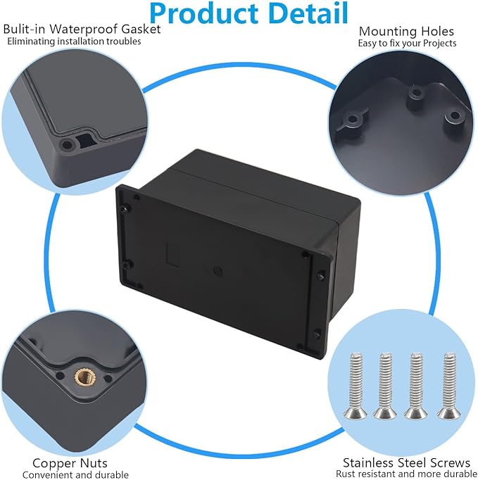 Outdoor Waterproof Junction Box IP67 Project Box ABS Black Electrical Boxes - Image 6
