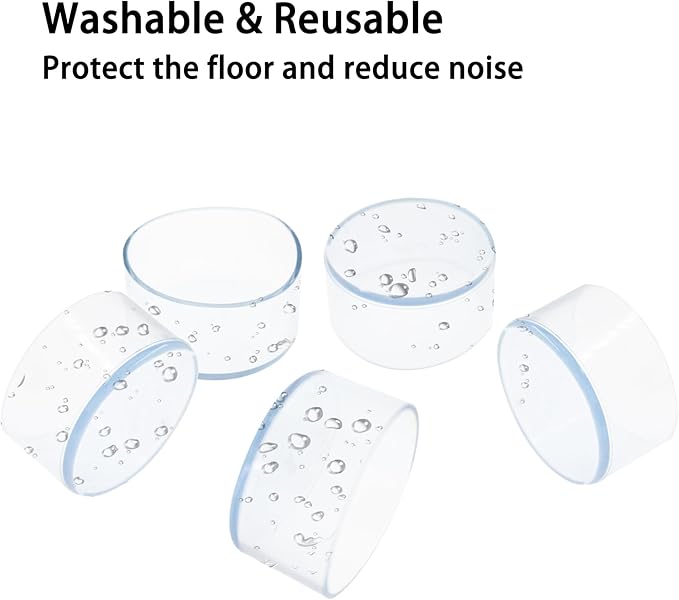Round Chair Leg Caps, PVC Furniture Feet Covers, TTZEZE Transparent Round Floor - Image 5