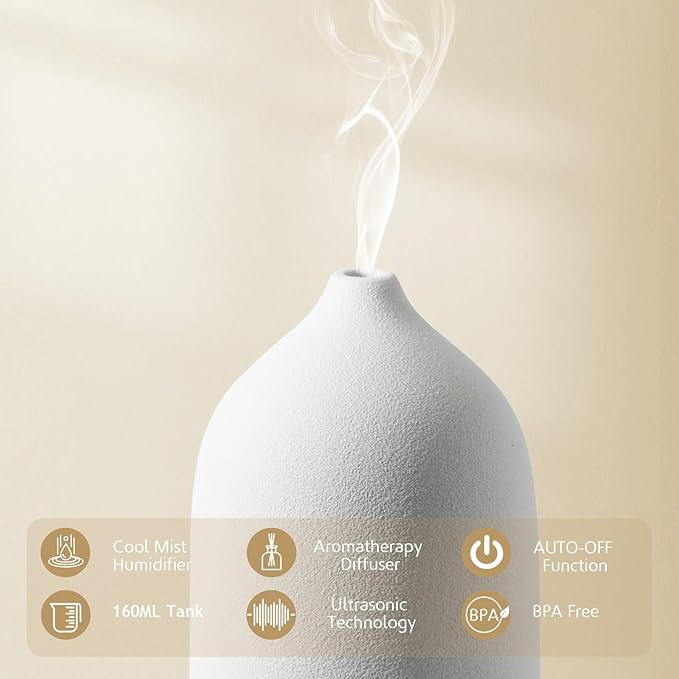 Diffuserlove Ceramic Diffuser 160ML Essential Oil Diffusers Aromatherapy - Image 3