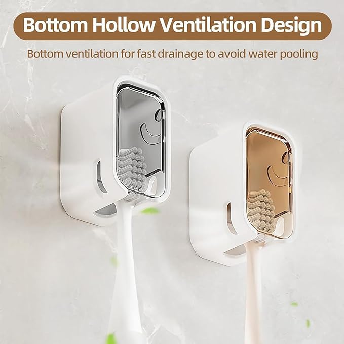 2 Pcs Toothbrush Holders for Bathroom, Toothbrush Holder Wall Mounted - Image 4