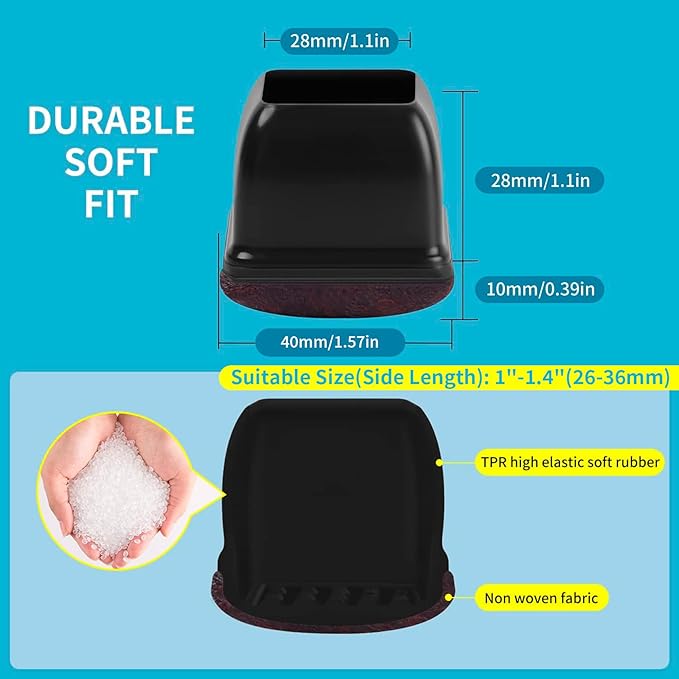 16PCS Square Chair Leg Floor Protectors, Felt Furniture Pads - Image 4