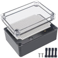 Junction Box, IP67 Waterproof ABS Black Project Box Clear Cover by Otdorpatio