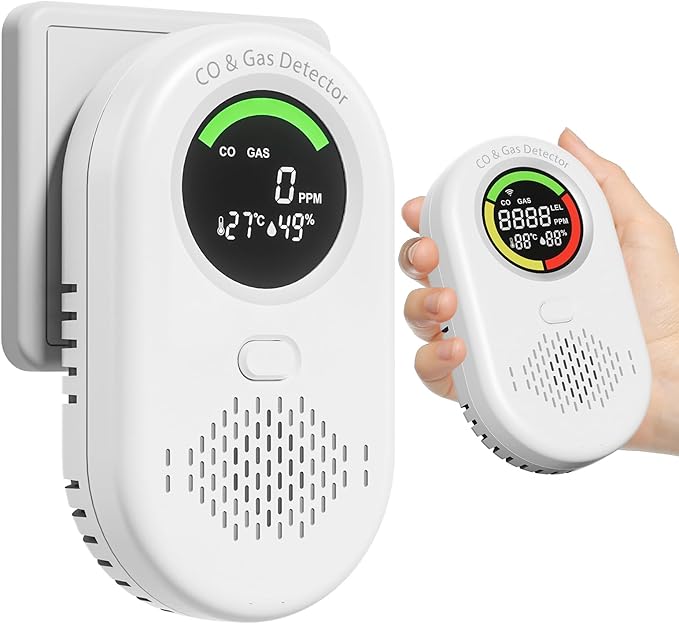 Compact 4-in-1 Plug-in CO and Methane Gas Detector by zealme