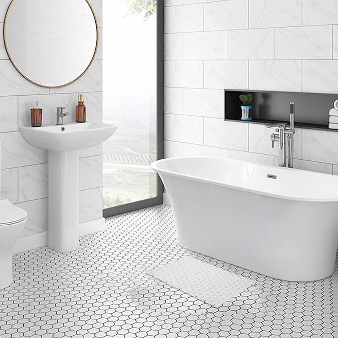 Bath Mat Bathroom Rugs Floor Wood Shower Bathtub Waterproof Non Slip Grey - Image 2