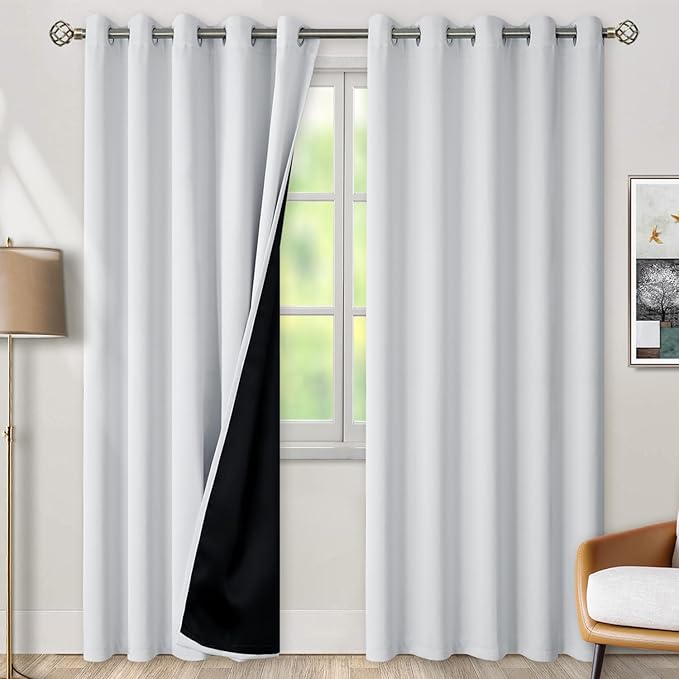BGment Greyish White 100% Blackout Curtains by BGment