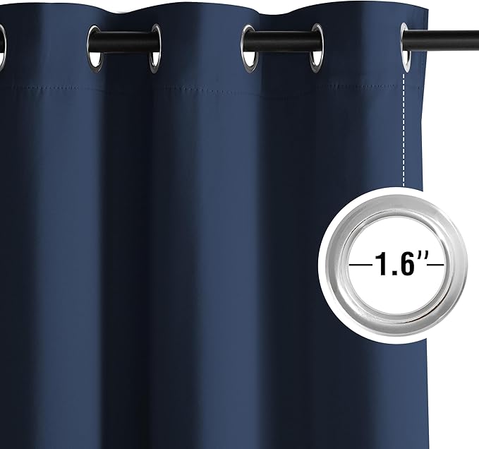 NICETOWN Room Darkening Draperies Curtains Panels, 2 Panels Navy Blue W52 x L102 - Image 3