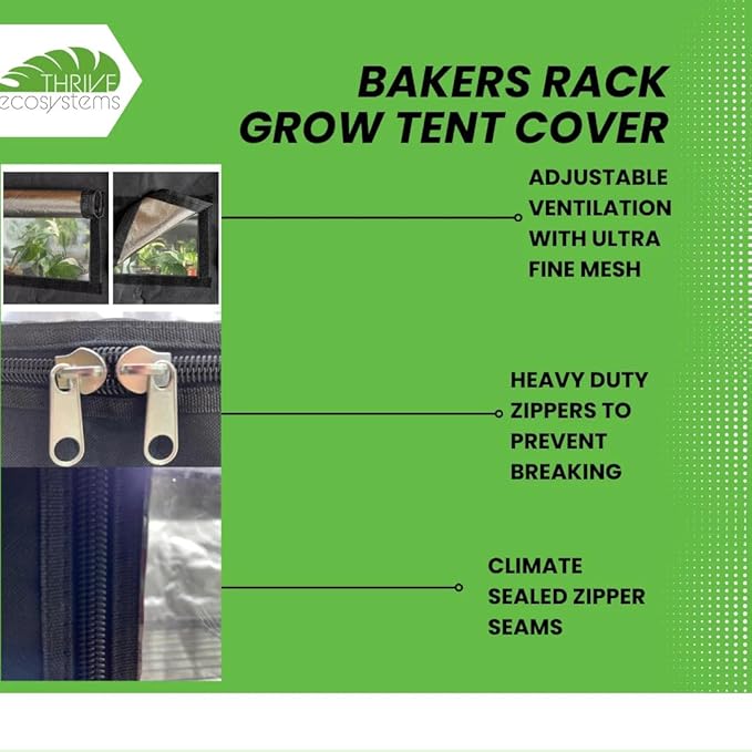 48"x18"x72" Grow Tent Cover for Baker's Rack – Clear Front Door, Adjustable - Image 4