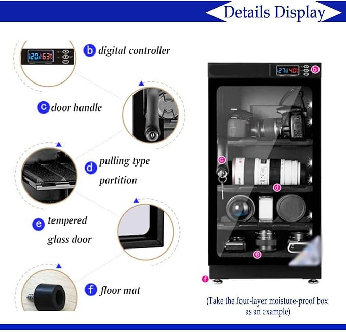 100L Electronic Camera Storage Dry Cabinet, 5 Layers Camera Digital - Image 5