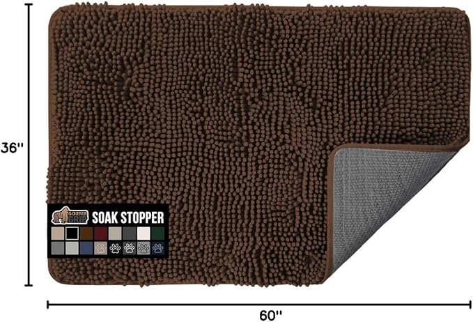 GORILLA GRIP SOAKSTOPPER Dog Door Mat, 60x36 Machine Washable Rug Absorbent - Image 2