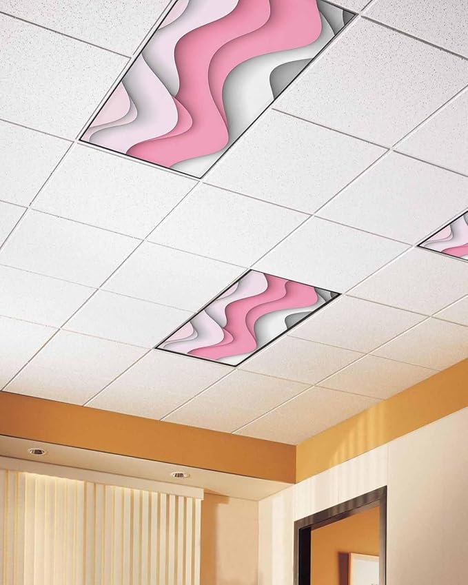 Yukro 3 Pack Pink Ombre Fluorescent Light Covers Pink Gray Gradient Abstract - Image 2