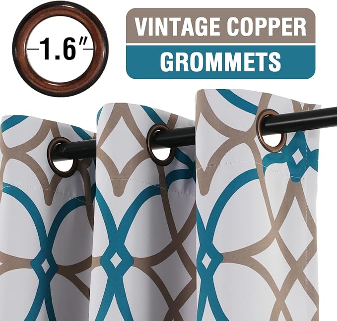 H.VERSAILTEX Blackout Curtains Printed Design 108 Inch Length 2 Panels Set - Image 2