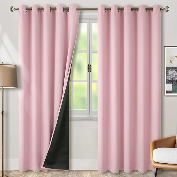 BGment Baby Pink 100% Blackout Curtains by BGment