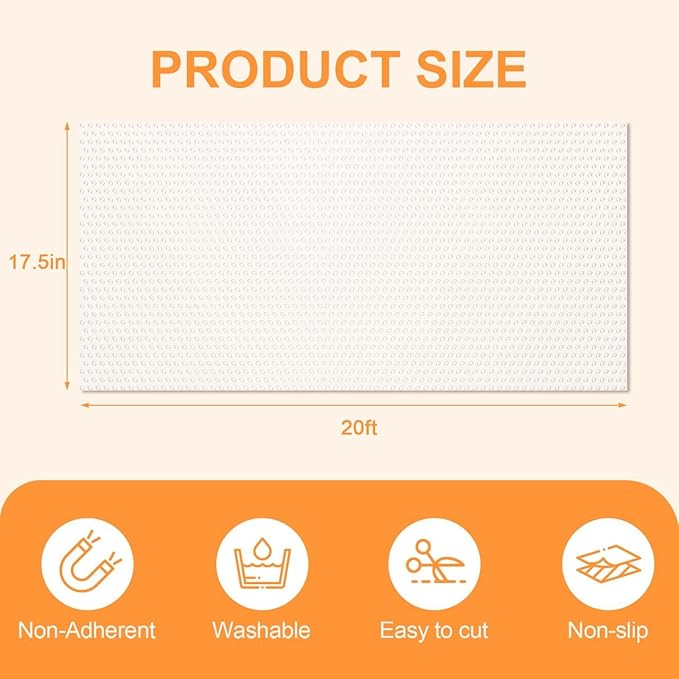 FEXIA Shelf Liner 17.5 Inch x 20 FT Clear Non Slip Waterproof Cabinet and - Image 2