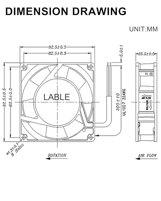 GDSTIME Axial Fan 90mm, 110V 120V AC 92mm x 92mm x 25mm Dual Ball Bearing - Image 8