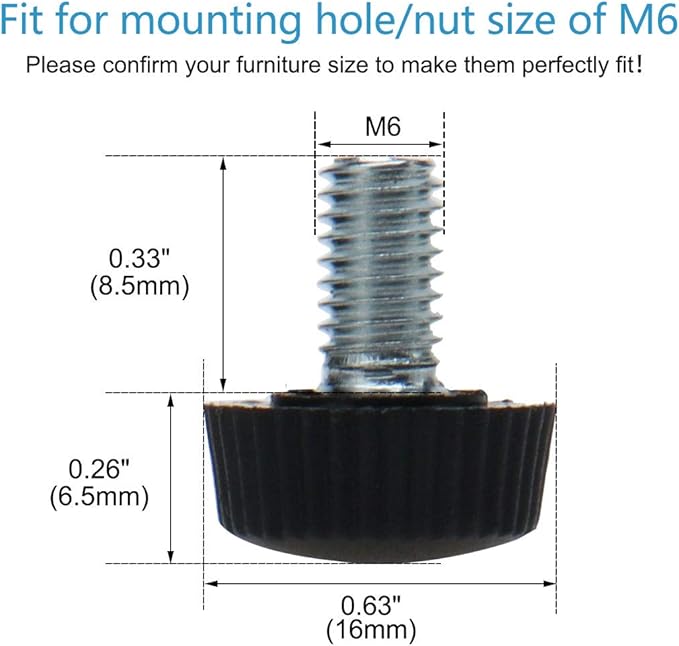 uxcell M6 x 10 x 16mm Leveling Feet Adjustable Leveler Floor Protector - Image 2