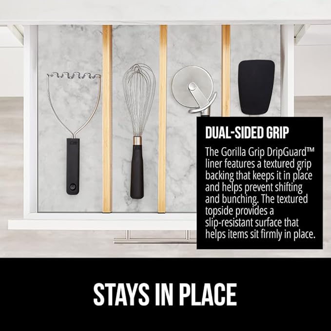 GORILLA GRIP DripGuard Shelf Liner, Non-Adhesive Drawer and Kitchen Cabinet - Image 4