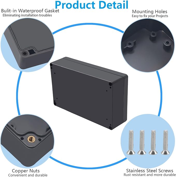 Project Box ABS Black Electrical Boxes IP67 Outdoor Waterproof box Electronic - Image 6