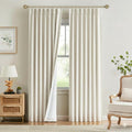 Kayne Studio Natural Pinch Pleated Full Blackout Curtains 112 Inch, Linen Blend by KayneStudio
