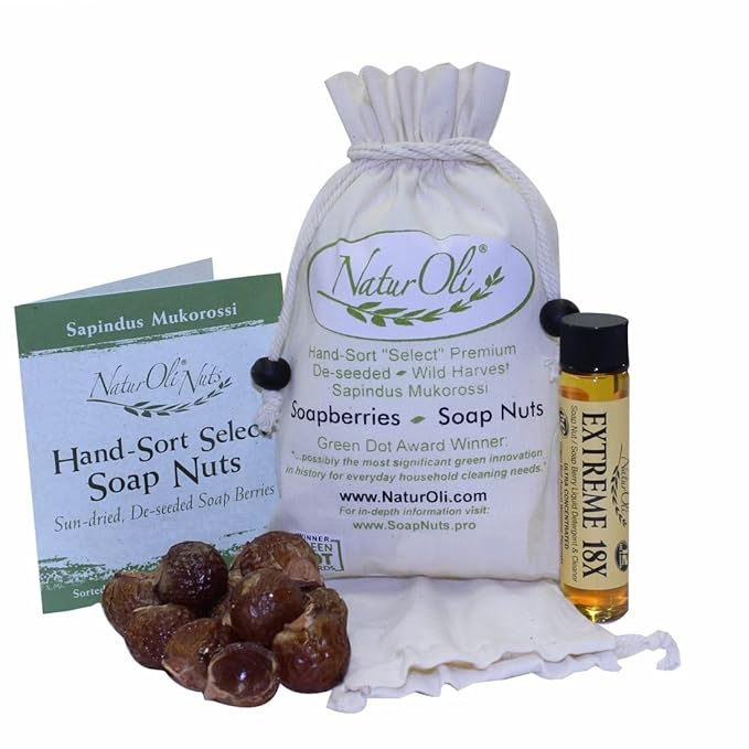 NaturOli Soap Nuts/Soap Berries - 4oz organic + 18X Travel Bottle! Select by NaturOli