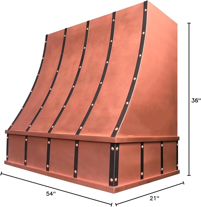 CT Copper Tailor Sloped Copper Vent Hood Wall Mount, 1260 CFM Exhaust Fan - Image 10