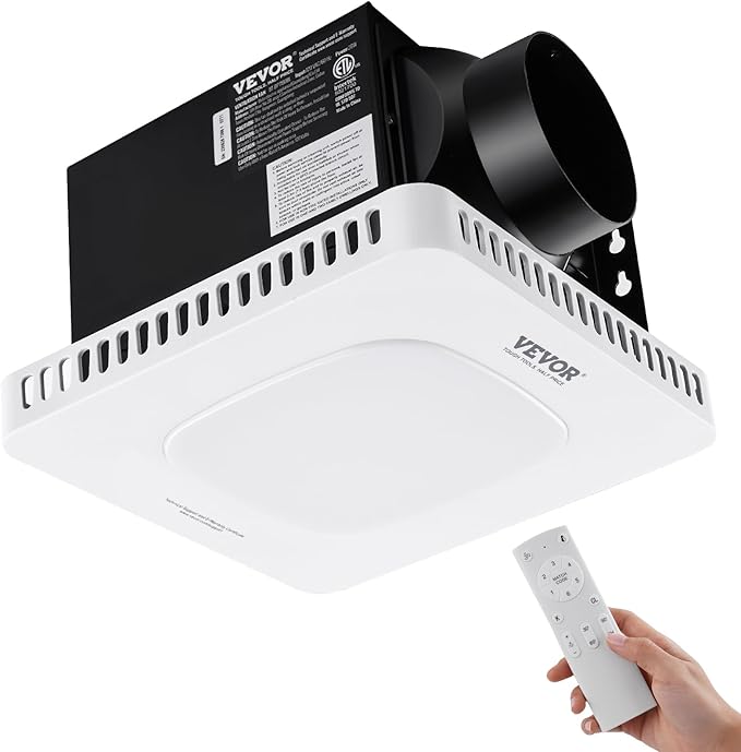 VEVOR Bathroom Exhaust Fan, 110 CFM High-Efficiency Ventilation, Remote Control by VEVOR