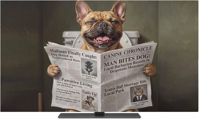 Funny Bulldog Reading Newspaper Indoor TV Cover, Elastic TV Screen Protector by Unknown