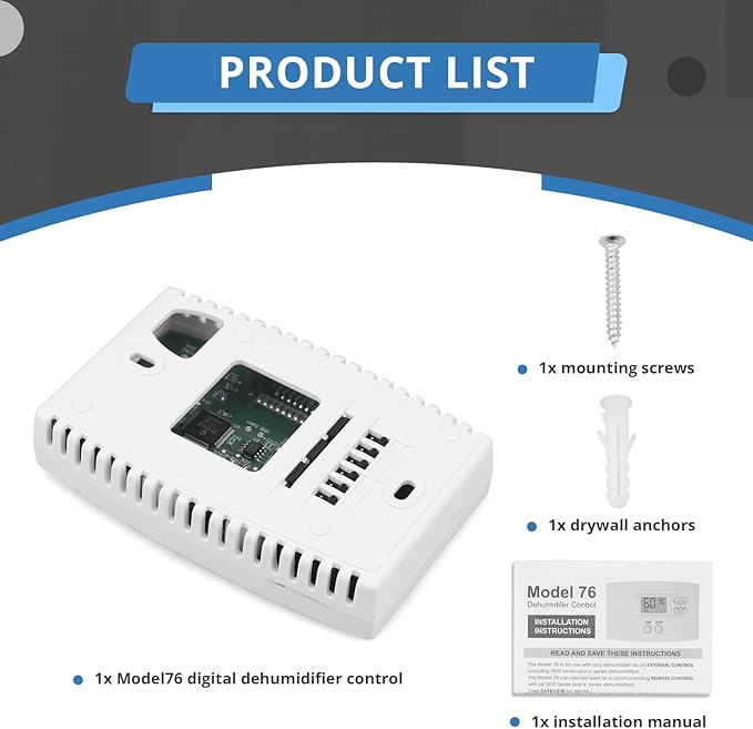 76 Digital Wall Mount Dehumidifier Control Compatible - Image 5