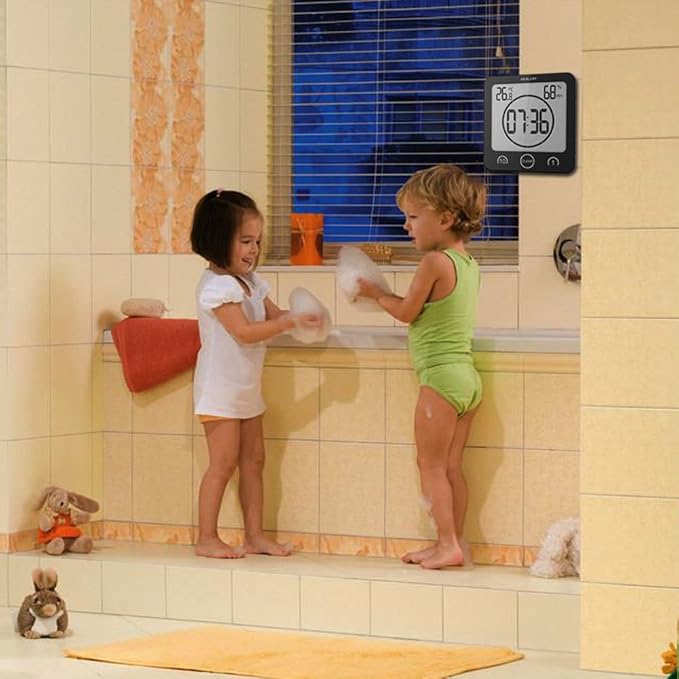 Waterproof Bathroom Wall Clock and Timer, Digital Water Resistant Hanging Timer - Image 5
