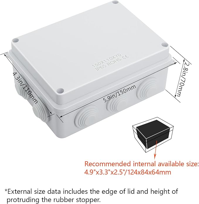 LeMotech ABS Plastic Dustproof Waterproof IP65 Junction Box Universal - Image 2