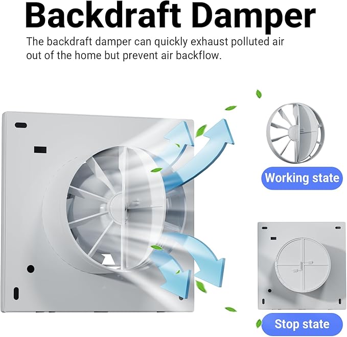 4 Inch Wall Mount Bathroom Exhaust Fan, Plug in Wall Exhaust Fan, 12W 77 CFM - Image 5