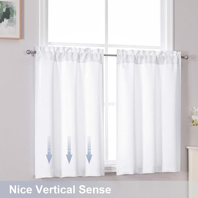 Chyhomenyc Light Filtering Short Curtains 24 Inch Length, Small Kitchen Window - Image 6