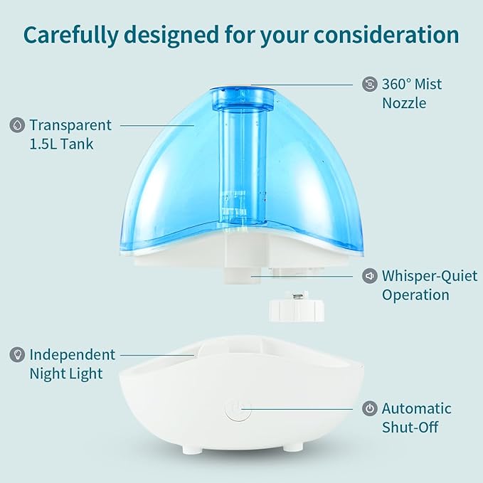 Cool Mist Humidifiers for Bedroom & Large Room Quiet Ultrasonic Air Humidifier - Image 2
