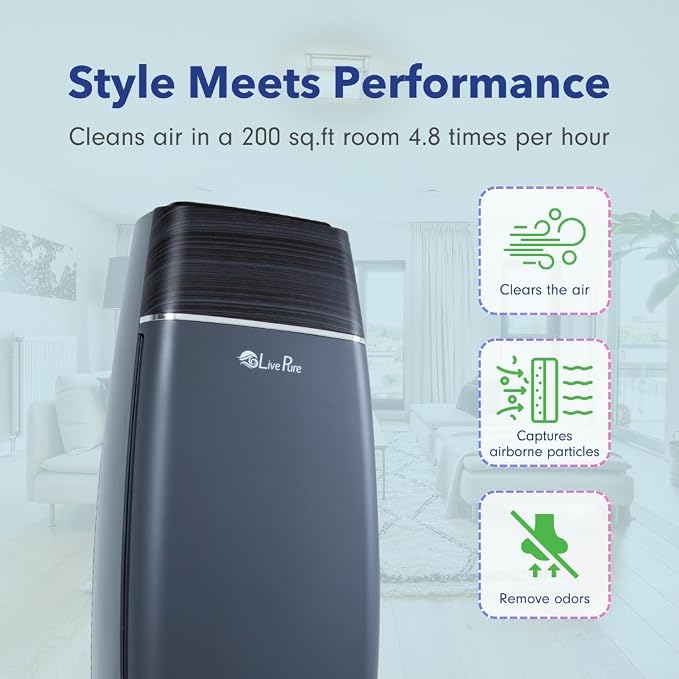 LivePure LP260TH-G Sierra Series True HEPA Digital Tall Tower Air Purifier - Image 3