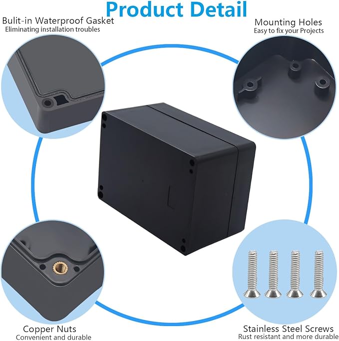 Project Box ABS Black Electrical Boxes IP67 Outdoor Waterproof box Electronic - Image 6