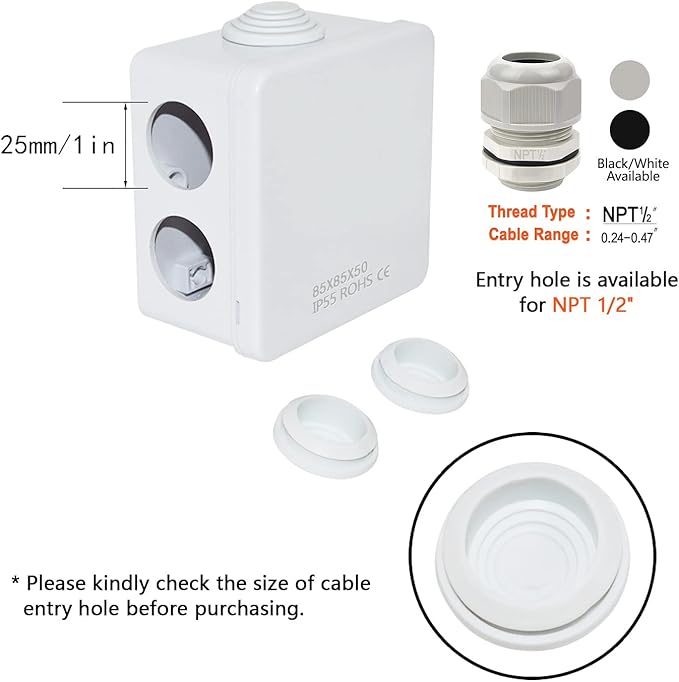 LeMotech ABS Plastic Dustproof Water Resistant IP55 Junction Box Universal - Image 5